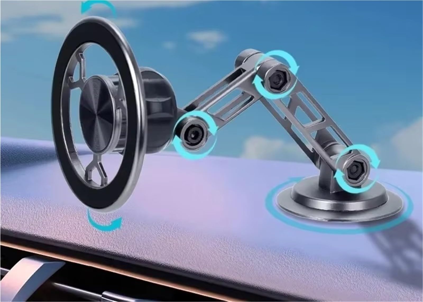 Supporto Telefono Auto Rotazione A 360 Gradi Supporto Magnetico Metallo Pieghevole Telefono Magnetico Bocchetta GPS Per Tutti I Telefoni Porta Cellulare Auto(Sliver)