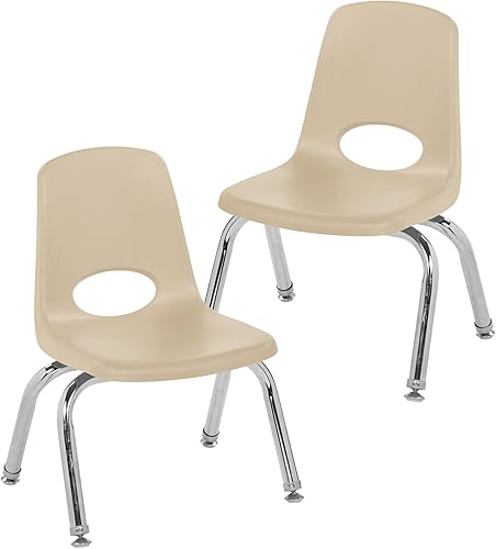 Vista 65 de FDP 13050-SF - Silla apilable de 18 pulgadas, asiento apilable para estudiantes con patas de acero cromado y deslizadores giratorios; para aula