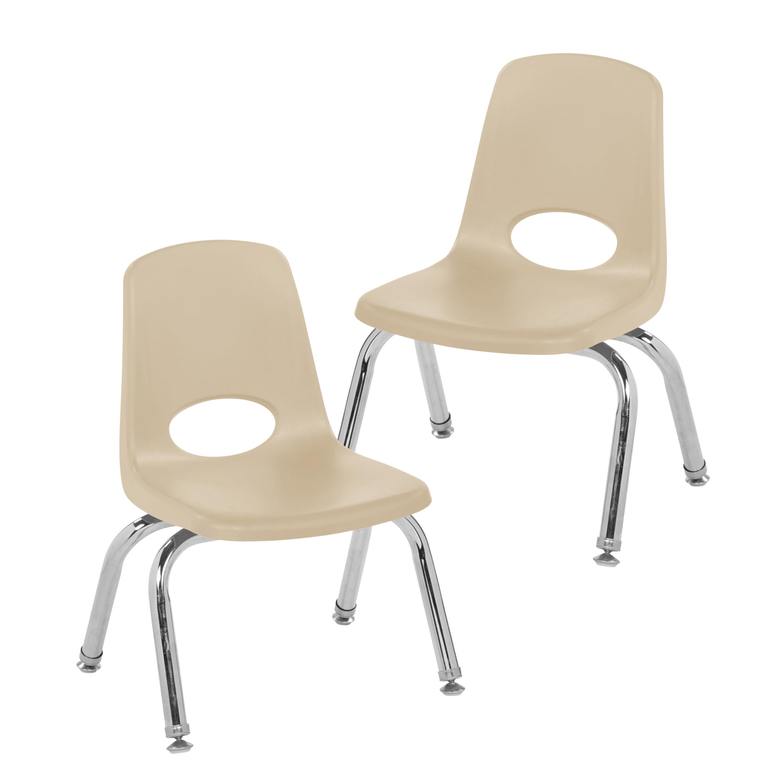 FDP 10" School Stack Chair with Swivel Glides, Sand, 2-Pack, 15410-SD
