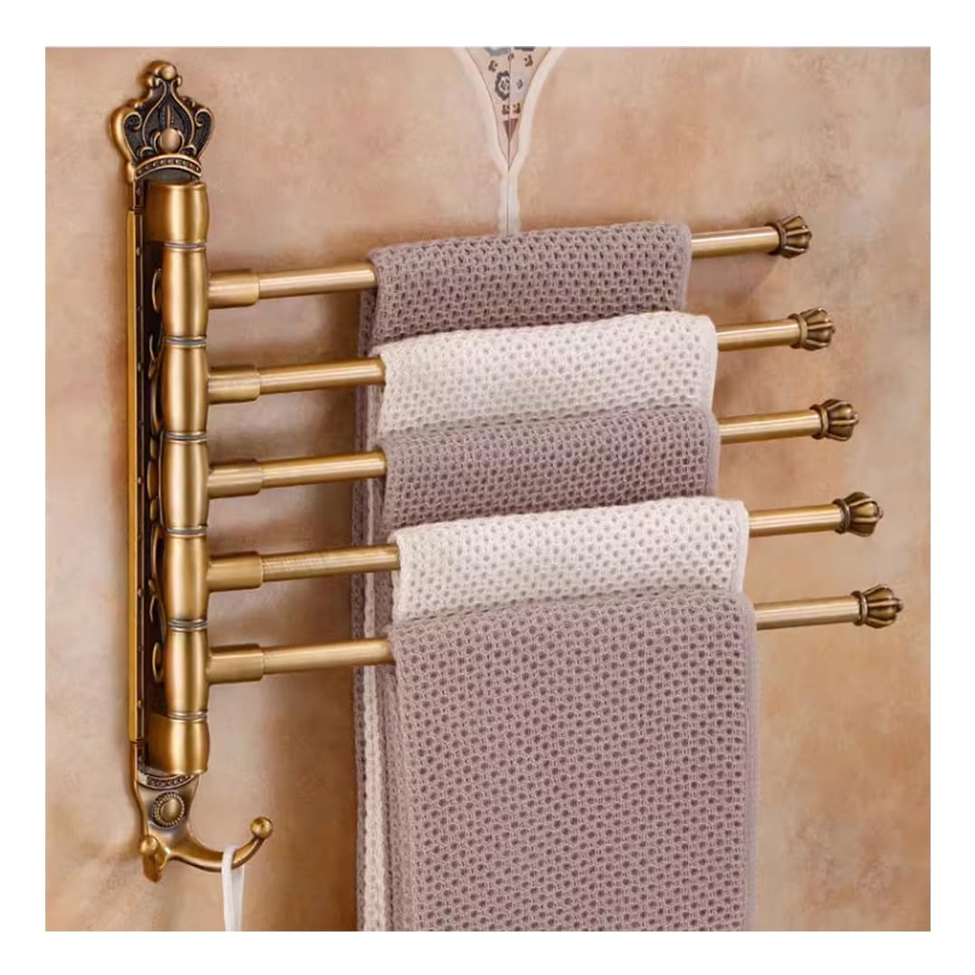 Porte-serviettes pivotant de luxe en métal doré mat style rétro chic