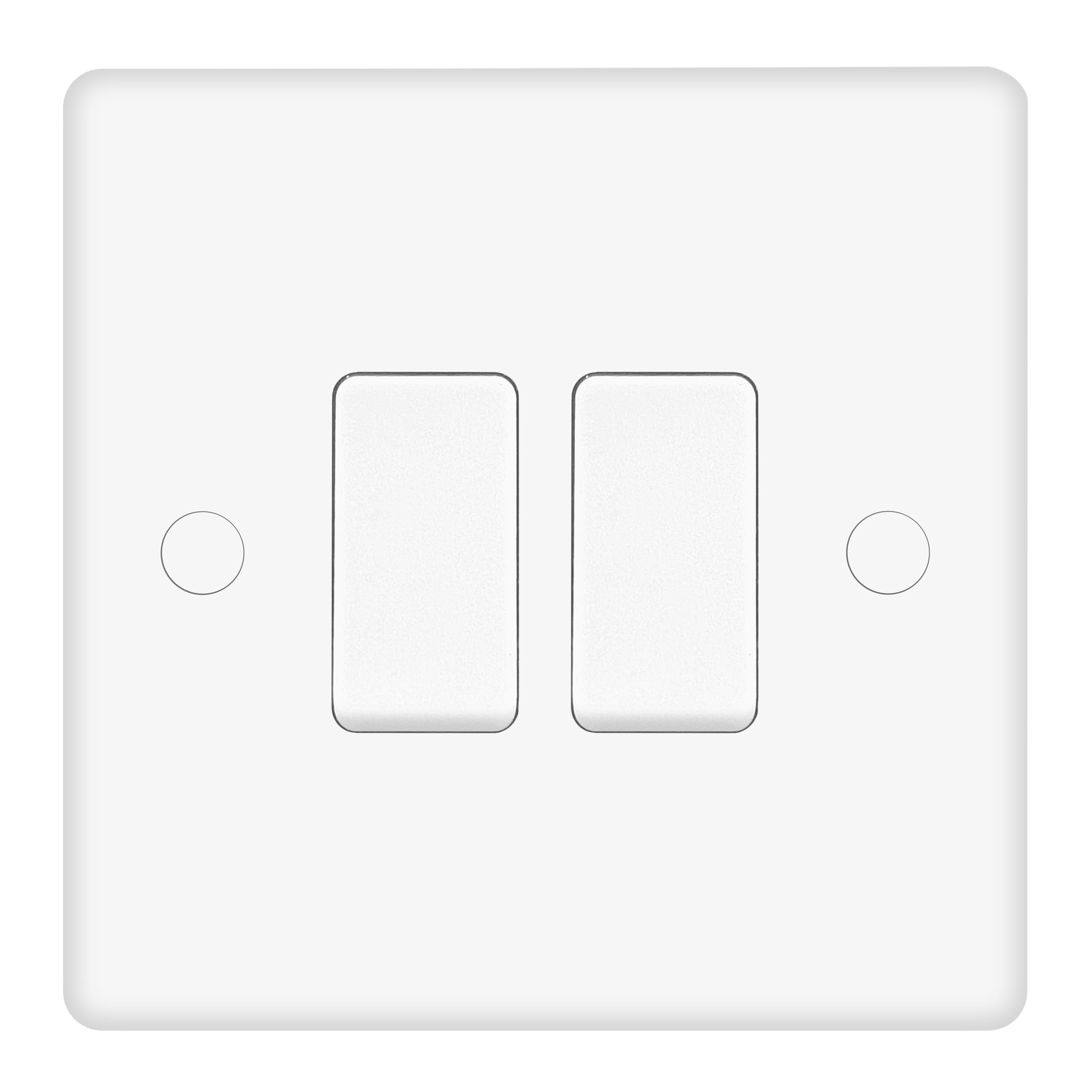 EVOGES Vector 2 Gang 2 Way 10AX Light Switch – White, SP Rocker, Gloss Finish (2 Gang)