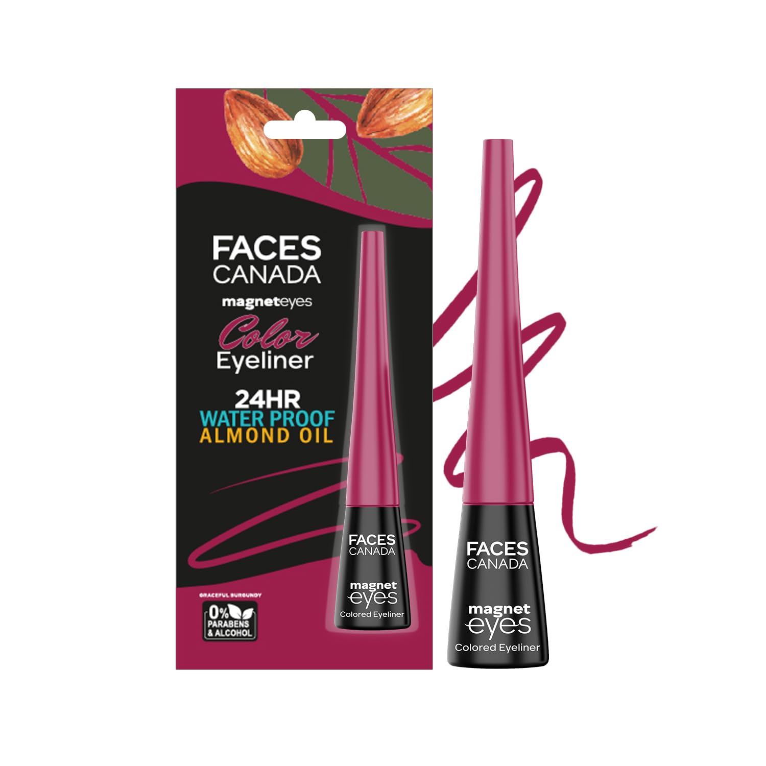 FACESCANADA Magneteyes Color Eyeliner Gel - Graceful Burgundy,4 Ml|Glossy Finish|24Hr Long-Lasting|Waterproof|Smudgeproof|Precise Application|Intense Color Payoff|Almond Extract & Vitamin E