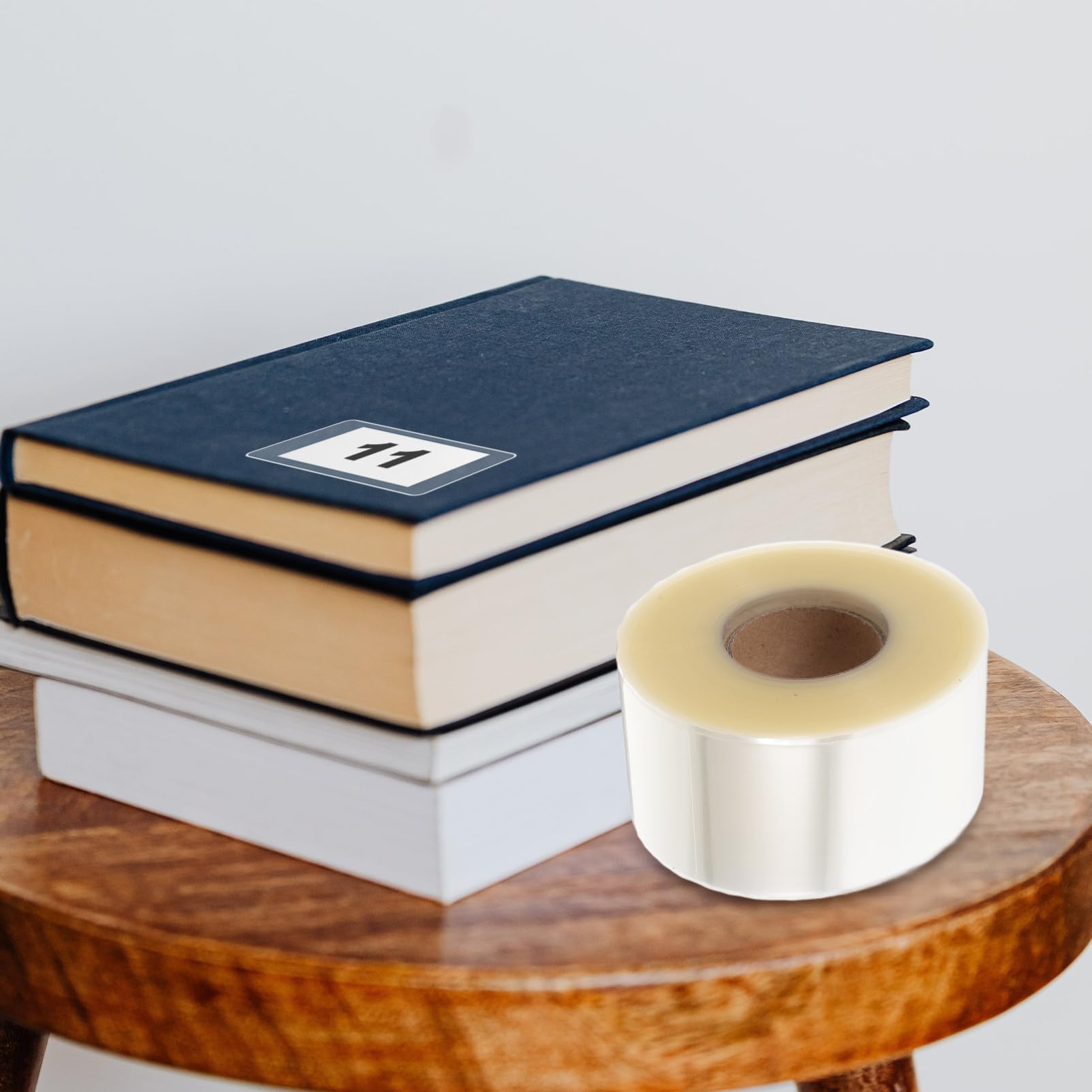 Etichette Adesive Rettangolari in Pvc 1 Rotolo da 500 Pezzi | Trasparente, Design, per Etichette e Codici a Barre di Libri, Uso in Scuole e Aule