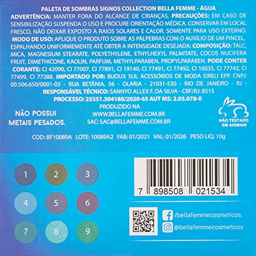 Bella Femme Paleta Sombra Signos Agua Bf10089A, Bella Femme