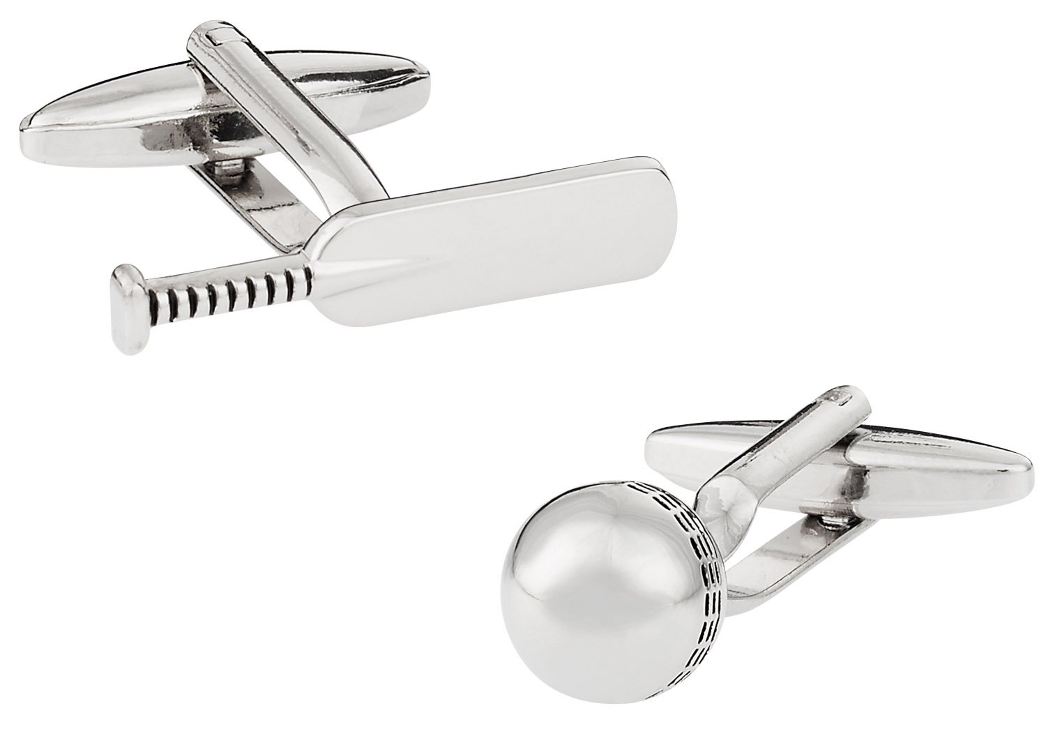 Cuff-Daddy Cricket Bat and Ball Silver Cufflinks with Presentation Box