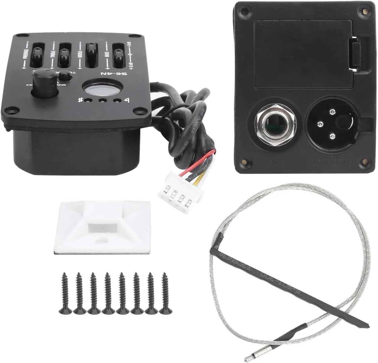 4 Band Equalizer Digital Tuner Pickup, 4-Band EQ Equalizer Preamp Acoustic Guitar Pickup with LCD Display for Acoustic Guitar