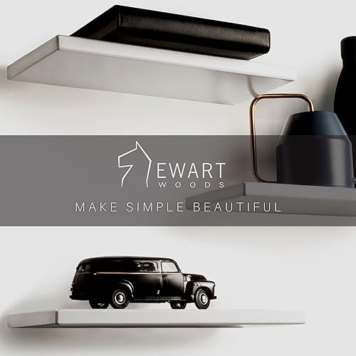 Miniatura 6 de EWART WOODS Juego de 3 estantes flotantes de pared, libro de madera de 15 pulgadas y estante de exhibición para pared, decoración rústica de madera