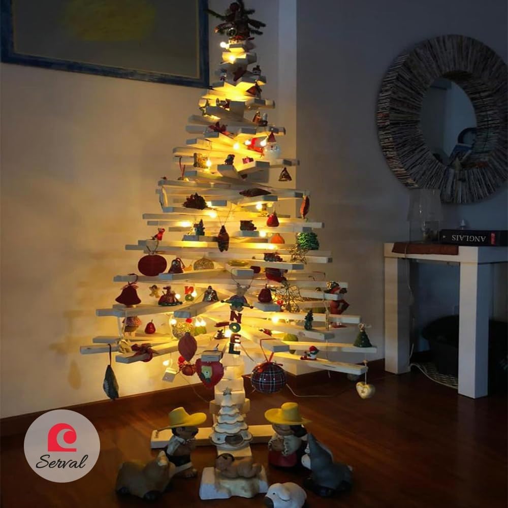 Sapin de Noël en bois naturel, 1,50 m