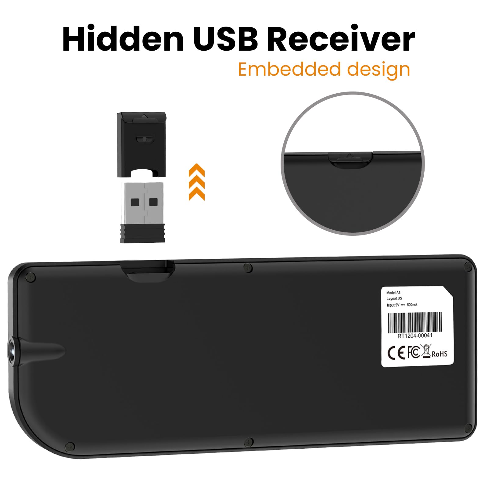 Mini tastiera con touchpad, mini tastiera Bluetooth, 2,4 G, ultra sottile, portatile, wireless, portatile, adatta per PC/tablet/TV/smartphone, adatta per viaggi, ufficio e uso domestico, ricaricabile