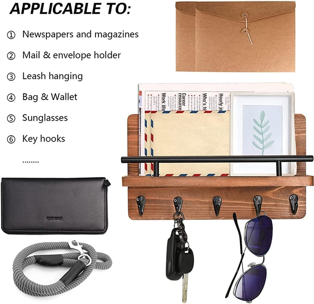 Key Rack 2 Pieces Wooden Keychain Letter Wall Decoration Storage Rack Key Hook Wall Pendant (Color : A Size : 11.87 inches)