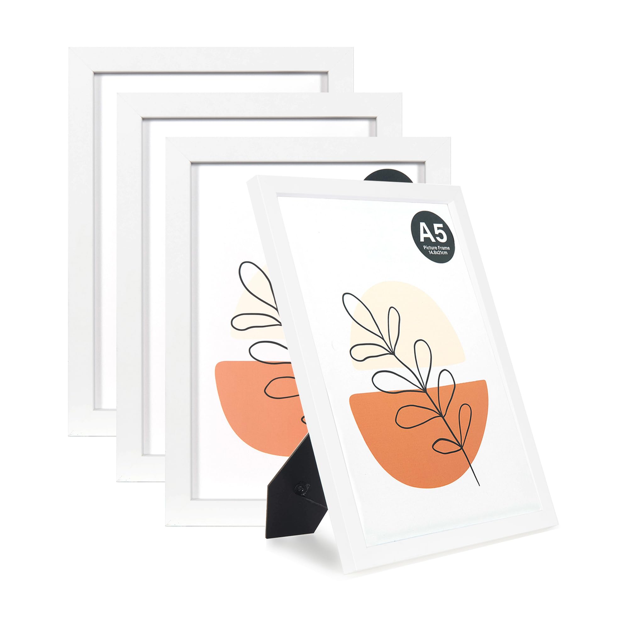 Kaiwin White Picture Frame A5 / 21 X 14.8 Cm Set Of 4, With Acrylic Glass For Table Top Display And Wall Mounting Photo Frame