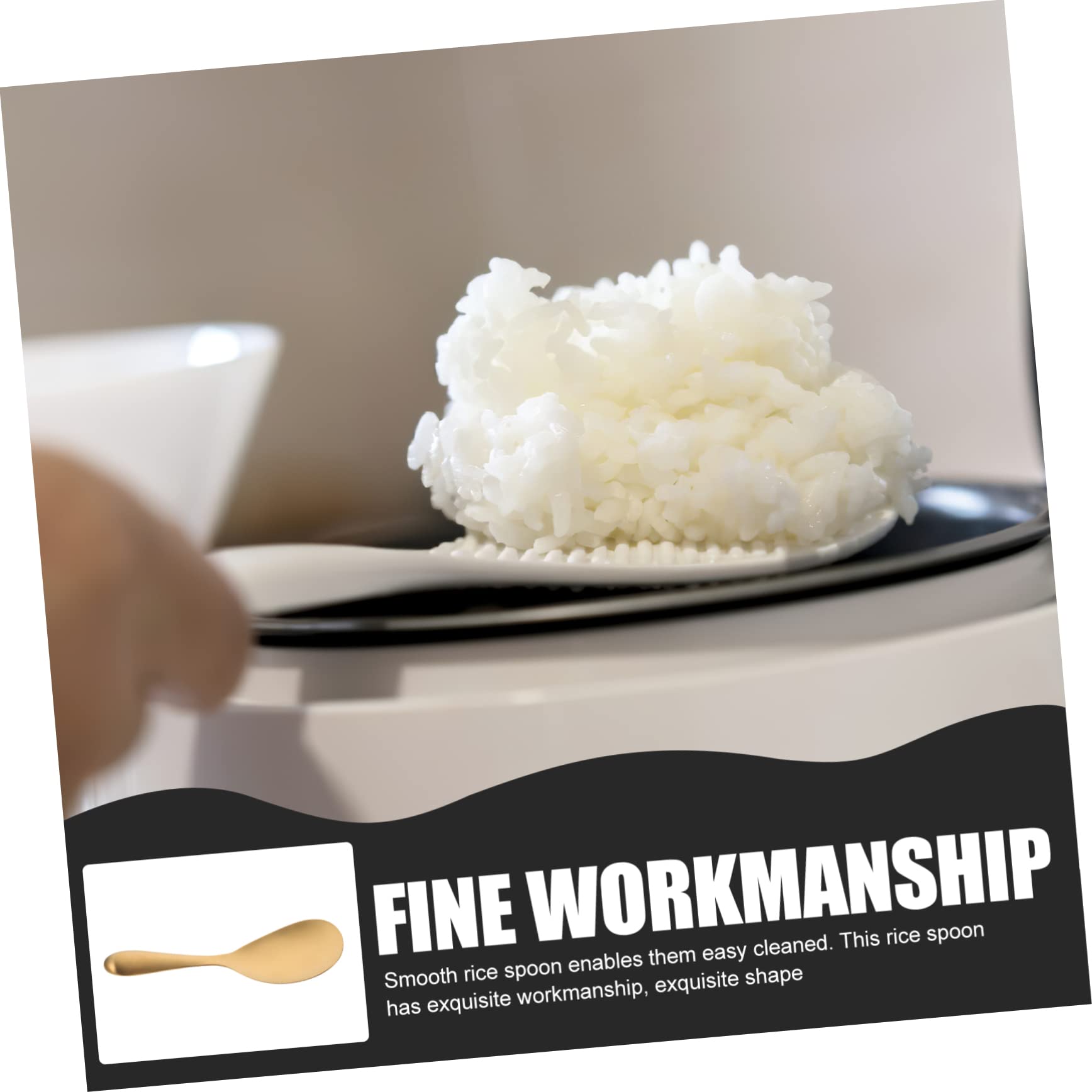 COLLBATH Stainless Steel Rice Spoon Wear Resistant Rice Spatula Ergonomic Kitchen Accessory for Home Hotel Restaurant Use Convenient and Safe