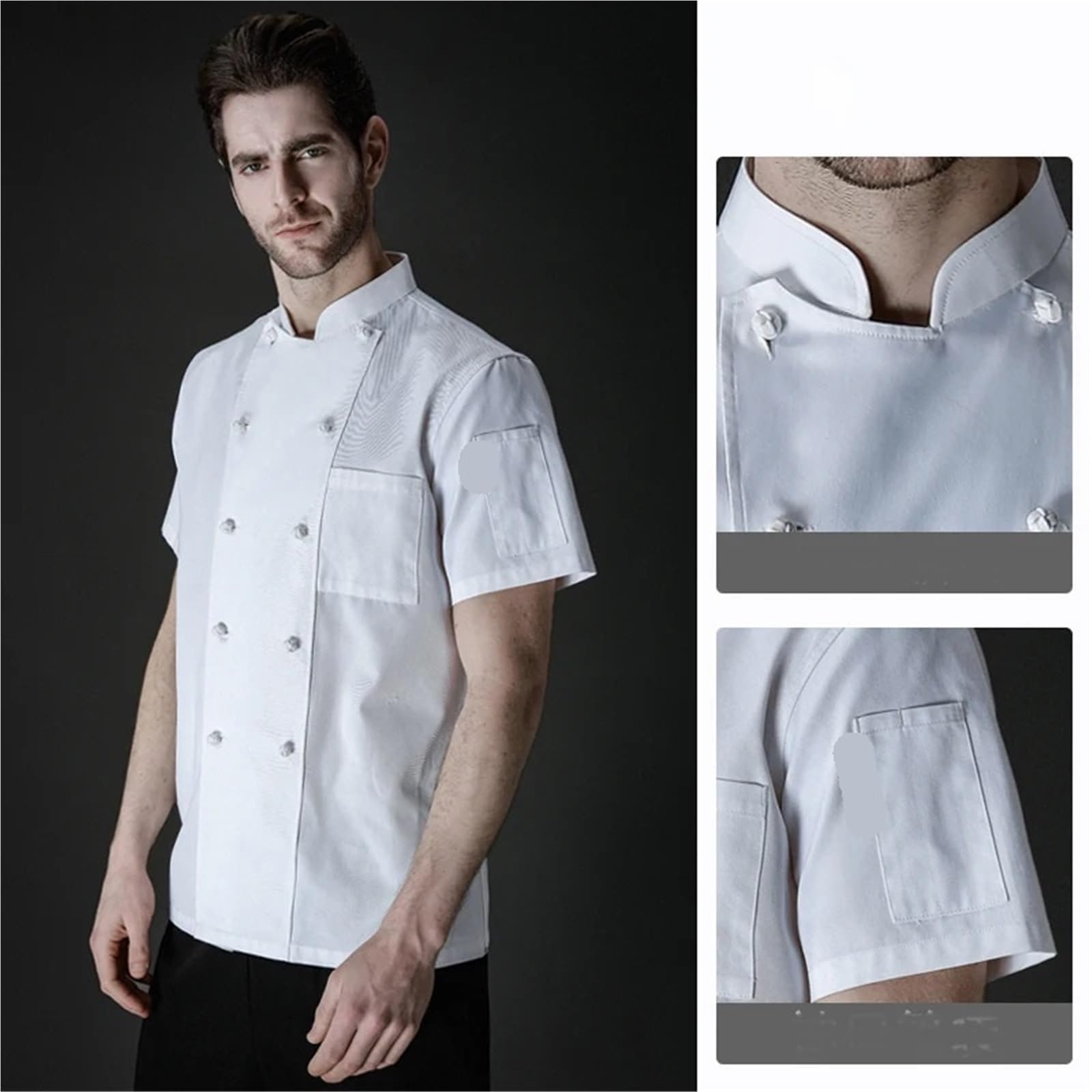 Divisa da Cuoco Giacca da Cuoco Estiva, Giacca da Cuoco Doppiopetto, Abbigliamento da Lavoro for Hotel, ristoranti, panetterie, Uomini, Uniforme Professionale da Cuoco per Chef(XXXL)