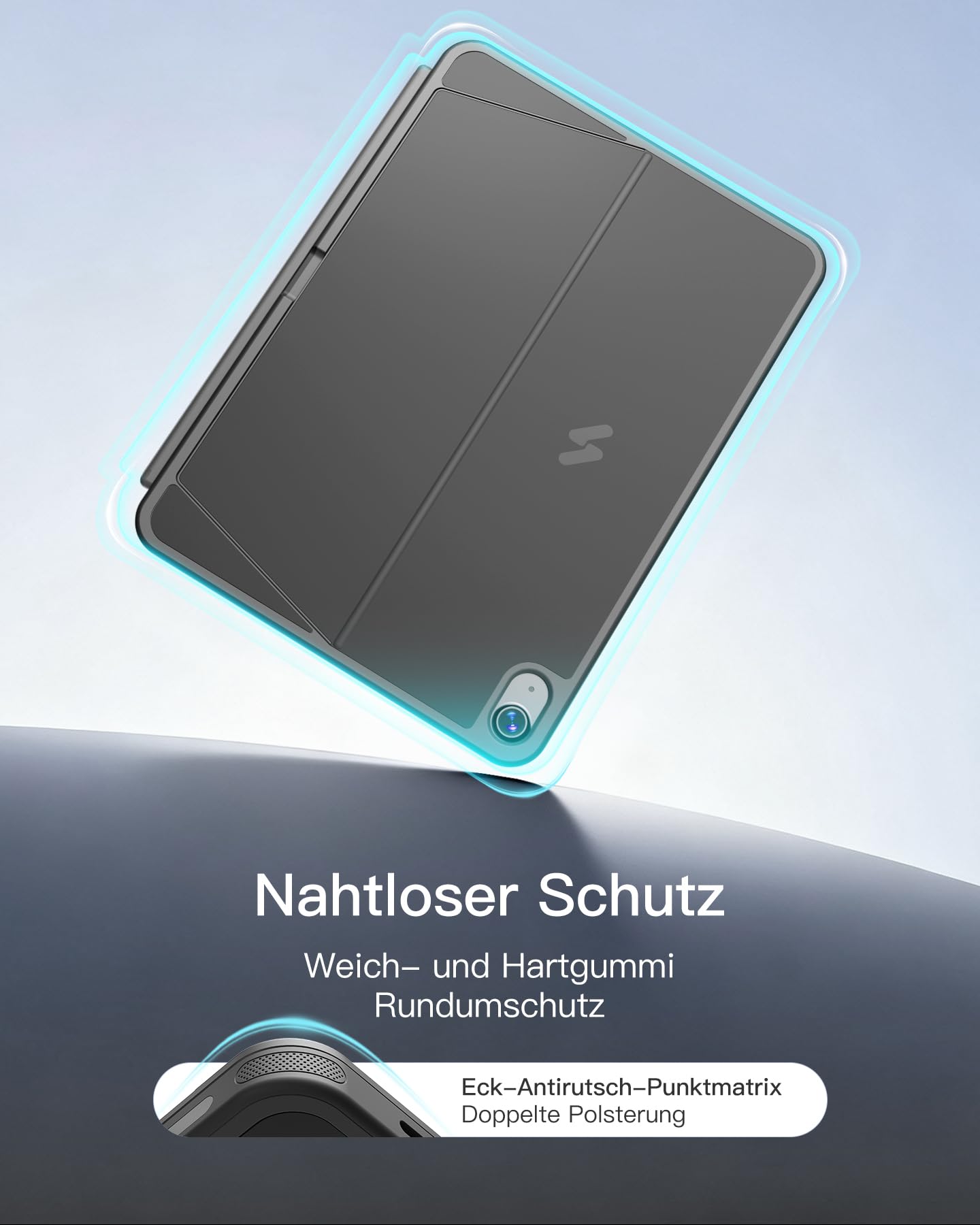 Inateck Hülle mit Tastatur für iPad 11 A16 2025 11 Zoll, iPad 10. Gen 2022 10,9 Zoll, 5,1" Vollflächen-Touchpad,Vertikaler/Horizontaler Ständer,Abnehmbar,mit Stifthalter,QWERTZ,Schwarz,AceTouch Pro