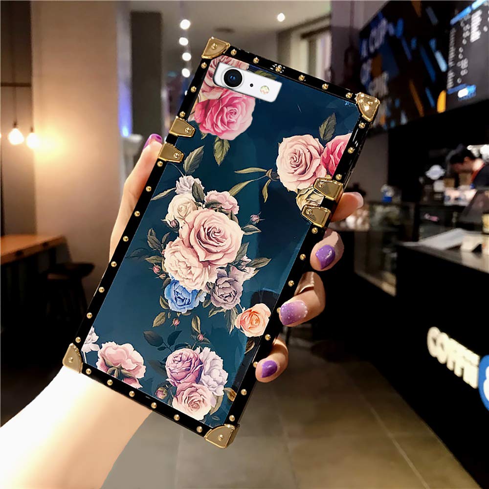 TosMemo Case for iPhone 11 Pro Max Square Edge Case for Women Girls Luxury Cute Vintage Floral Stylish Soft TPU Protective Cover with Reinforced Corners Shockproof Cover for iPhone 11 Pro Max Peony