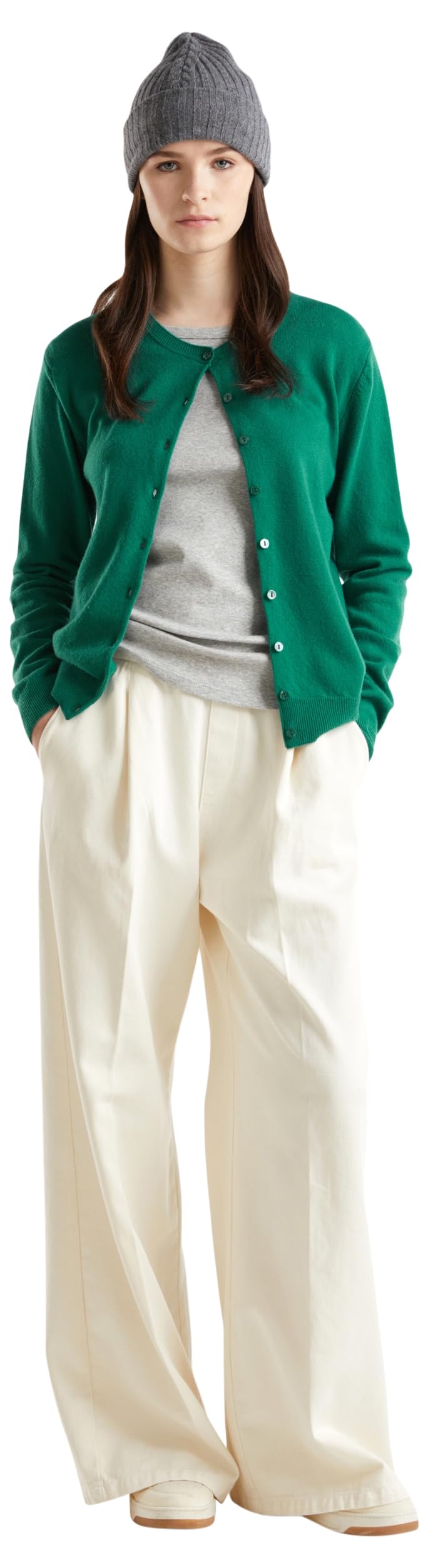 United Colors of Benetton Women's Cardigan Sweater, Green, L