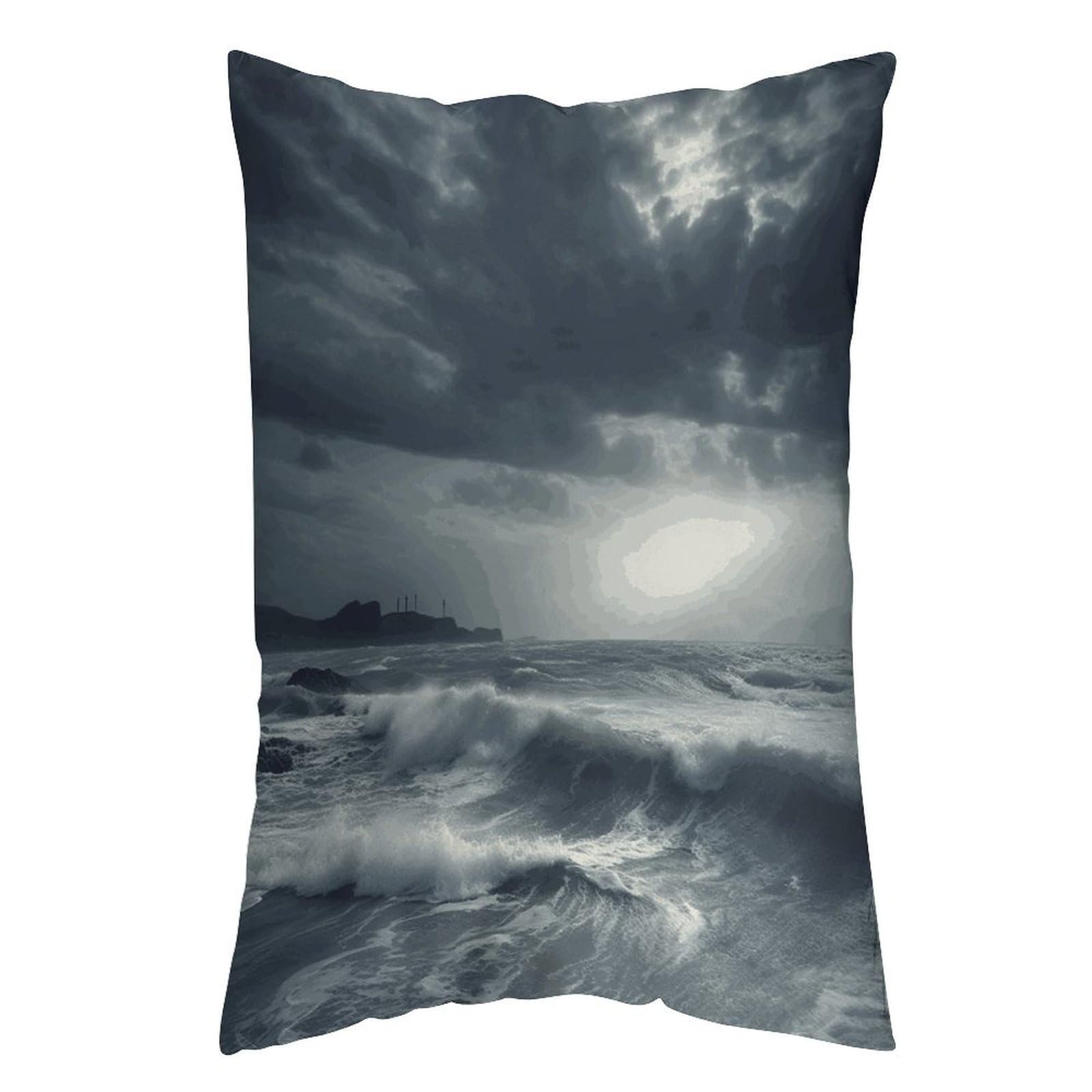 LDGSUPH Stormy Sea Pillow Cases Soft Pillowcase with Invisible Zipper Wrinkle Resistant Pillow Covers Breathable Removable Pillow Protector for Bed Sofa Car 12 "x20