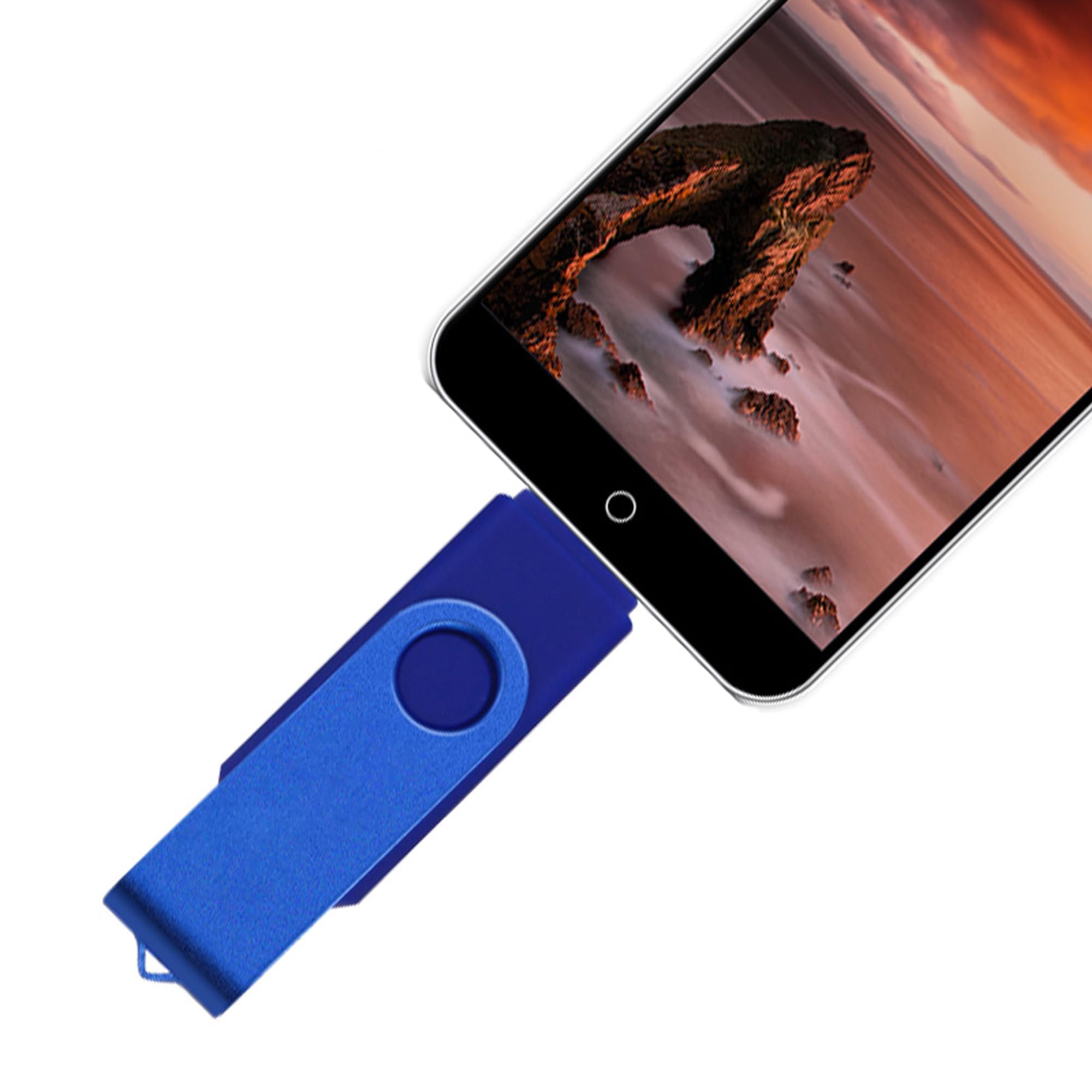 Chiavetta USB 2.0 da 256 GB, doppia USB A di tipo C, in metallo, girevole, impermeabile, antipolvere, resistente alle temperature, portatile, per archiviazione dati, confezione da 2