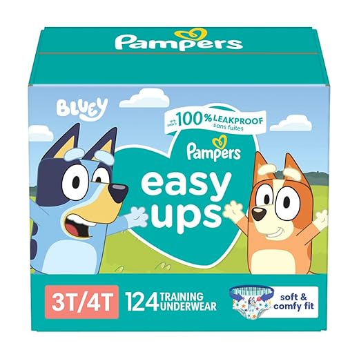 Pampers Training Pants - Easy Ups Boys & Girls Bluey - Size 3T-4T, 124 Count, Children's Potty Underwear (Packaging May Vary)