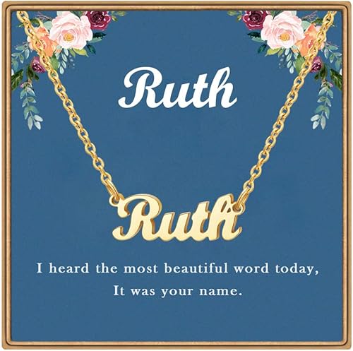 Ldurian Collar personalizado con nombre Collar con colgante de nombre, regalos de Navidad, oro de 14 quilates, delicado collar con dije de placa de