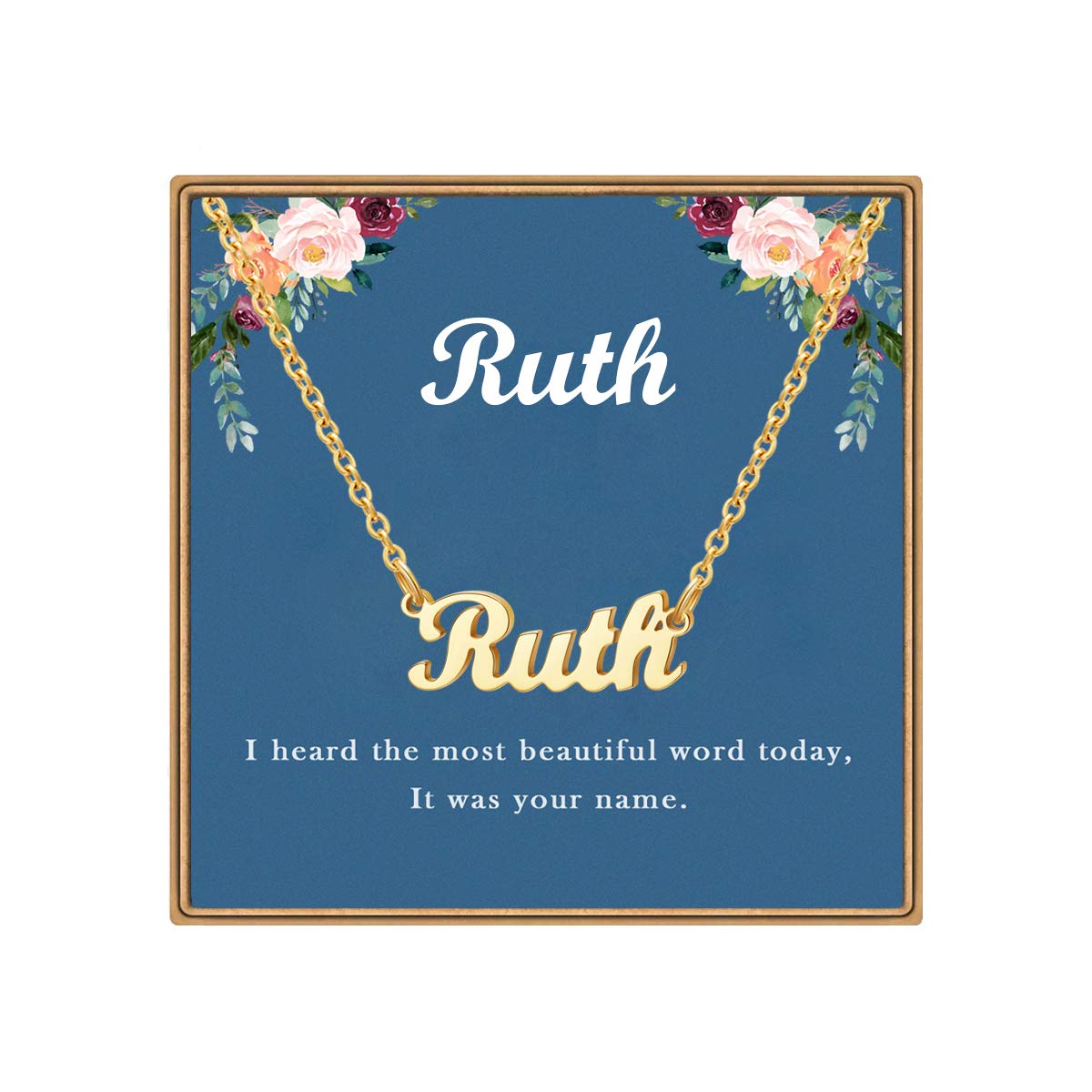 Ldurian Name Necklace Personalized, Customized Name plate necklace,14K gold Plated Personalized Dainty Name Necklace for women girl, Birthday jewelry Gift for Women