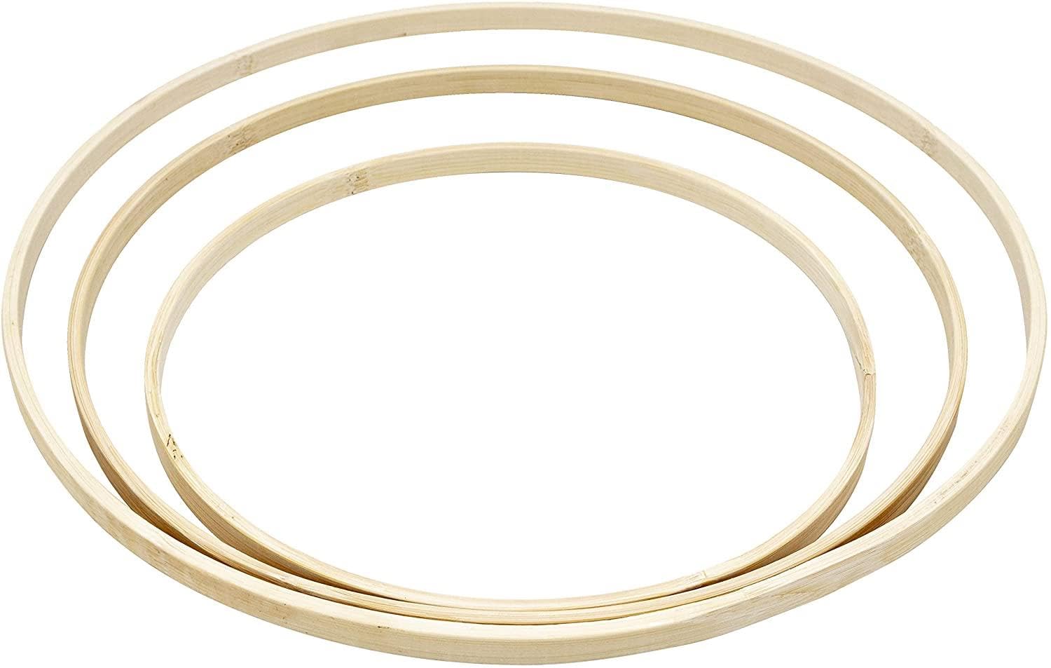 Set di 3 anelli in legno di bambù, 50 cm