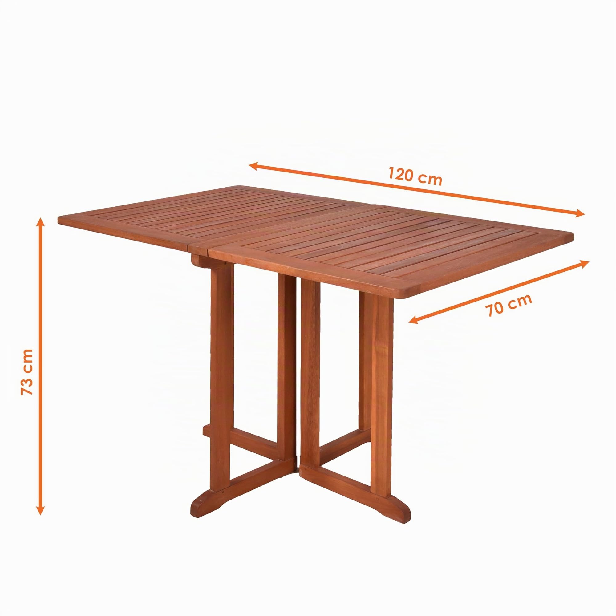 Spetebo Baltimore Table de balcon pliable en bois d'eucalyptus – Rectangulaire / 120 x 70 cm – Table à manger d'extérieur en bois massif FSC huilé – Pour jardin, terrasse, balcon, table pour