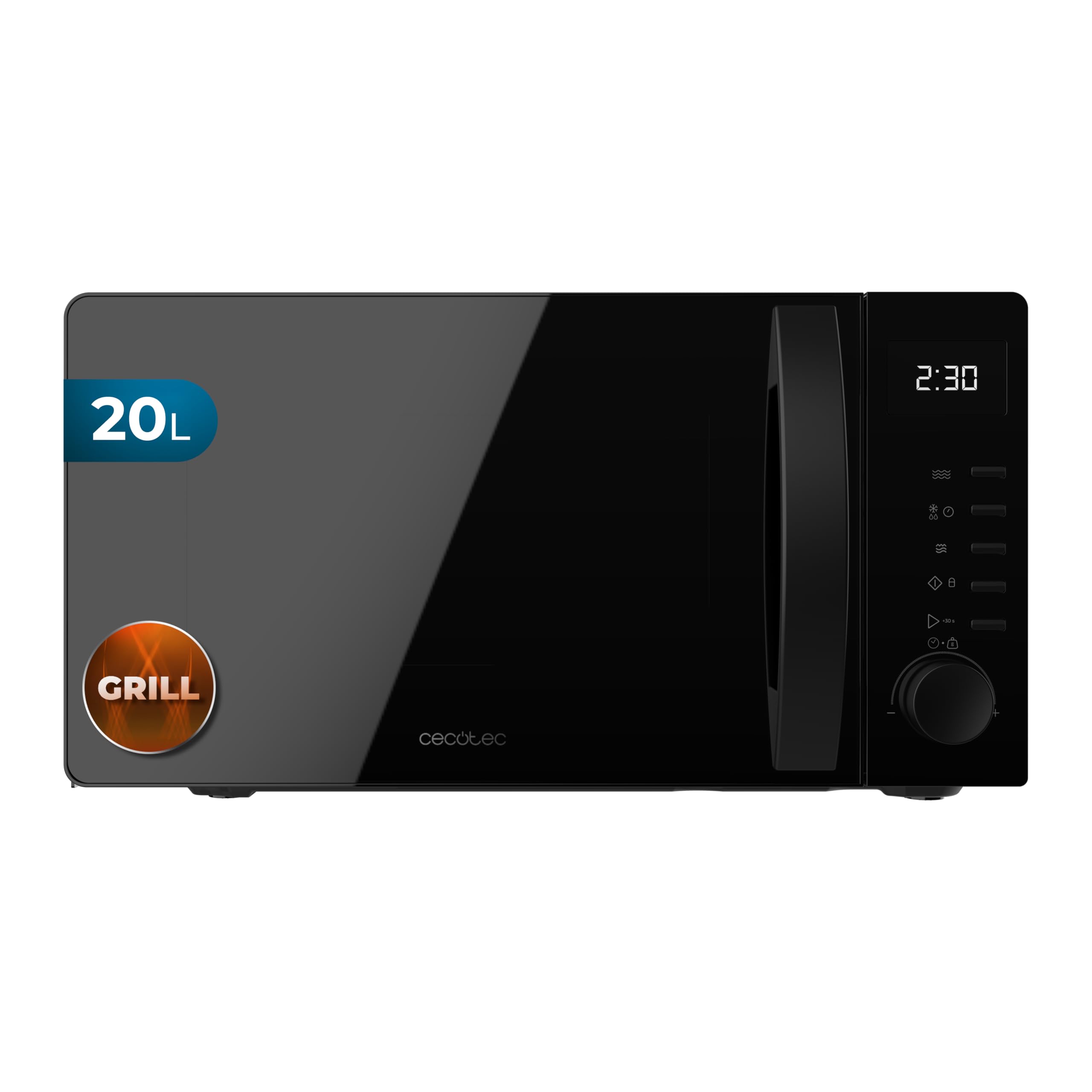 Cecotec Kuchenka mikrofalowa z Grill Proclean 5105 Black. 700 W, 20 l, technologia 3DWave, grill, 5 poziomów mocy, timer 30 min, rozmrażanie, wyświetlacz z zegarem, doskonałe zapiekanki
