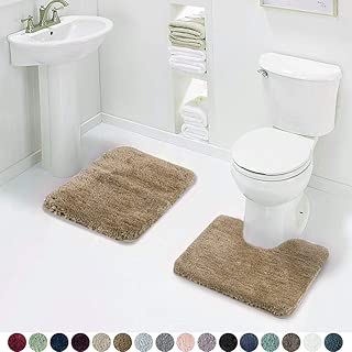 Walensee Shaggy 2 Piece Bath Rug Set (Sand) 20 x 24 U Shape Contour Rug & 20 x 32 Bathroom Rug Machine Wash/Dry Bath Mats for Bathroom Plush Absorbent Bathroom Rugs and Mats Set Non Slip - coolthings.us