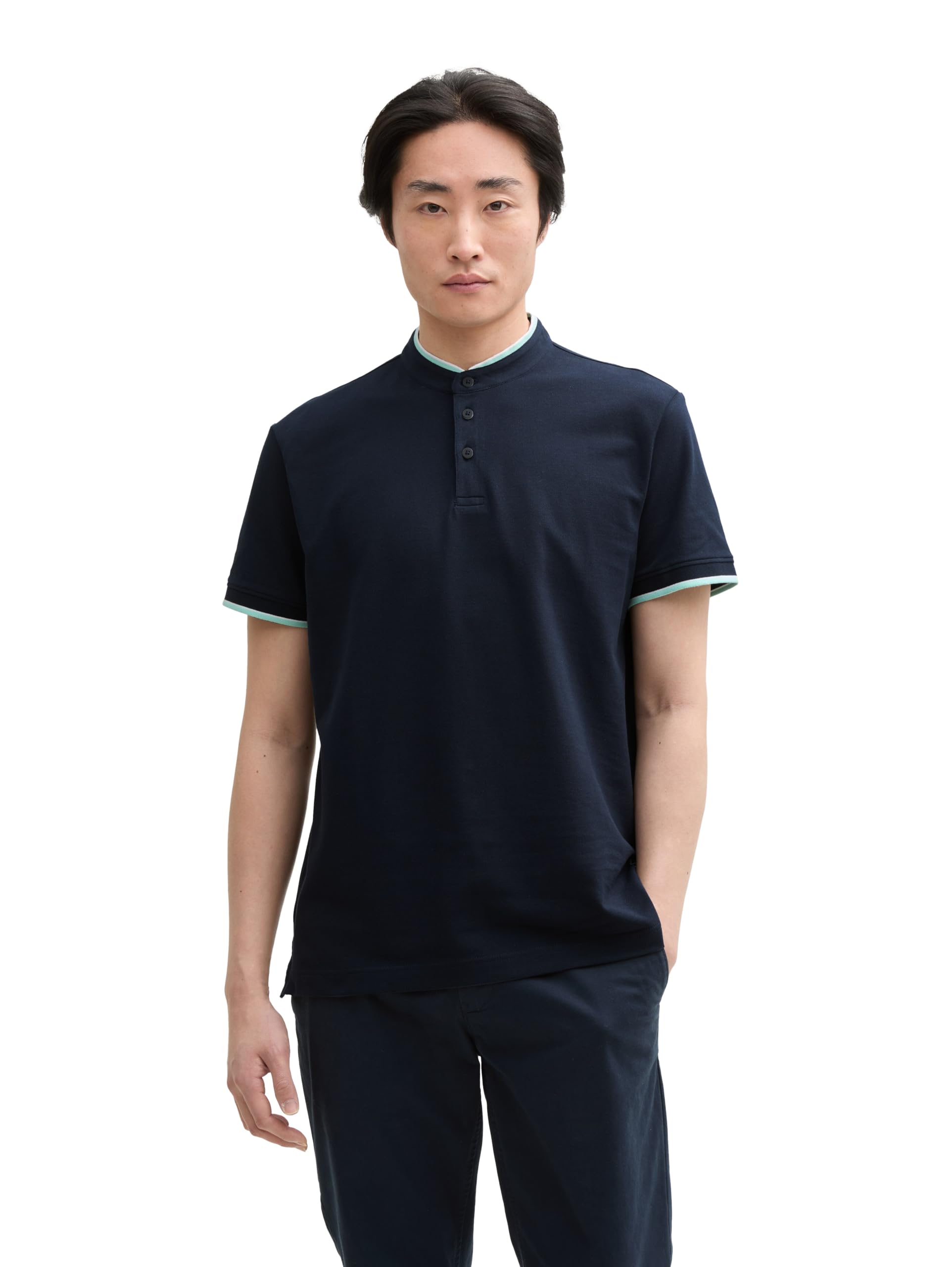 TOM TAILOR Herren Piqué Poloshirt mit Stehkragen