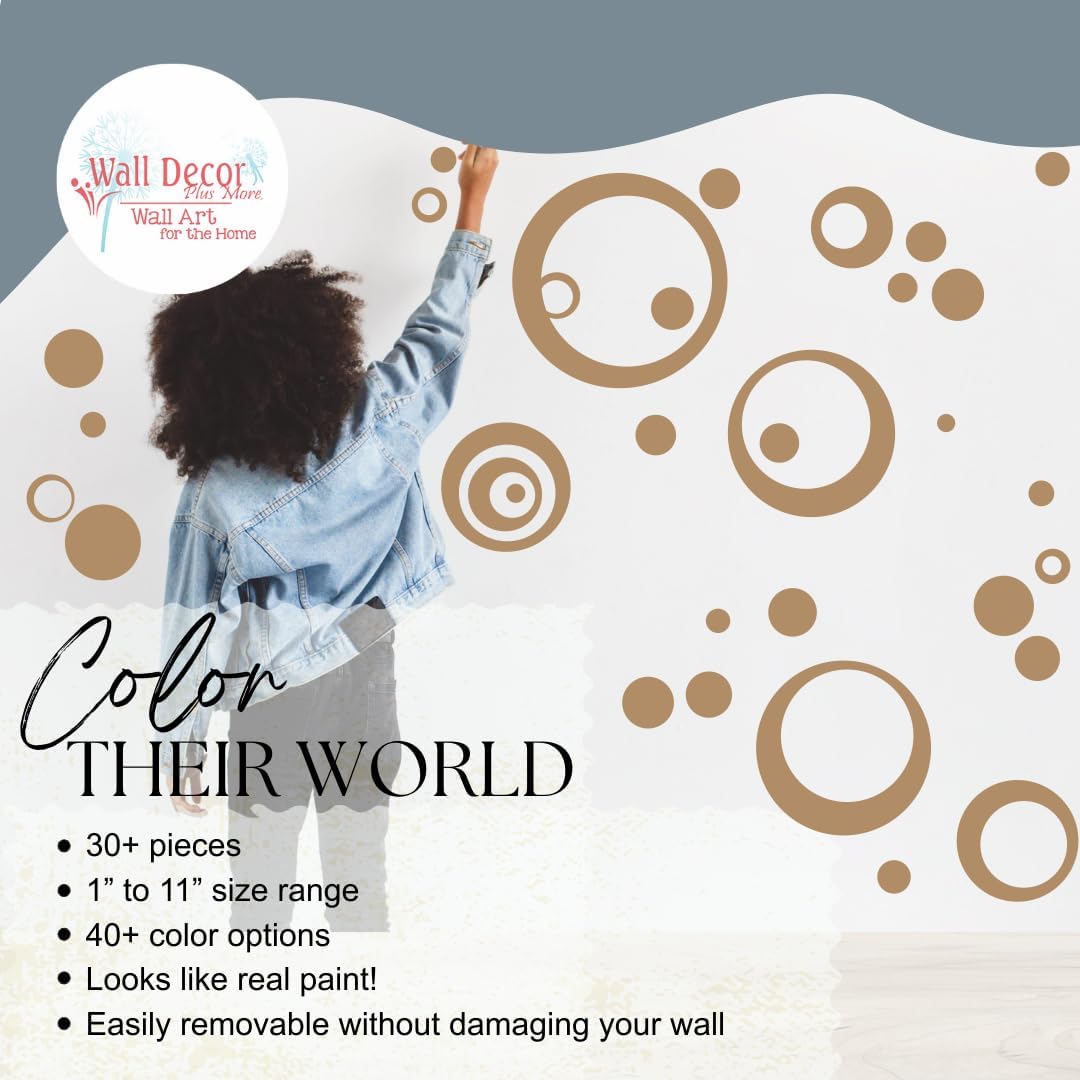 Tan Wall Vinyl Sticker Decal Circles, Bubbles, Dots 25+ Pc