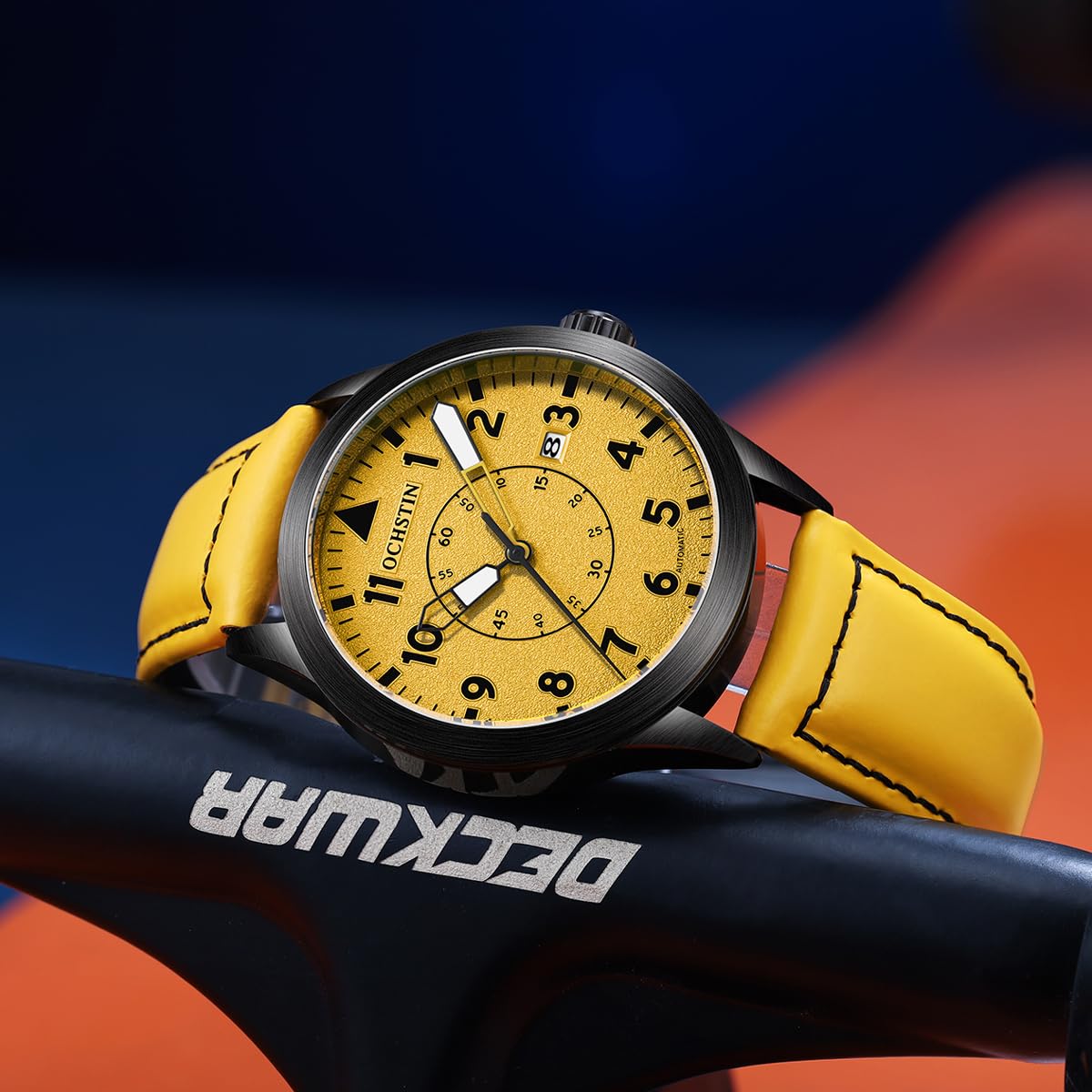 Reloj de pulsera mecánico automático para hombre, con fecha automática, militar, deportivo, con correa de cuero y correa de acero inoxidable