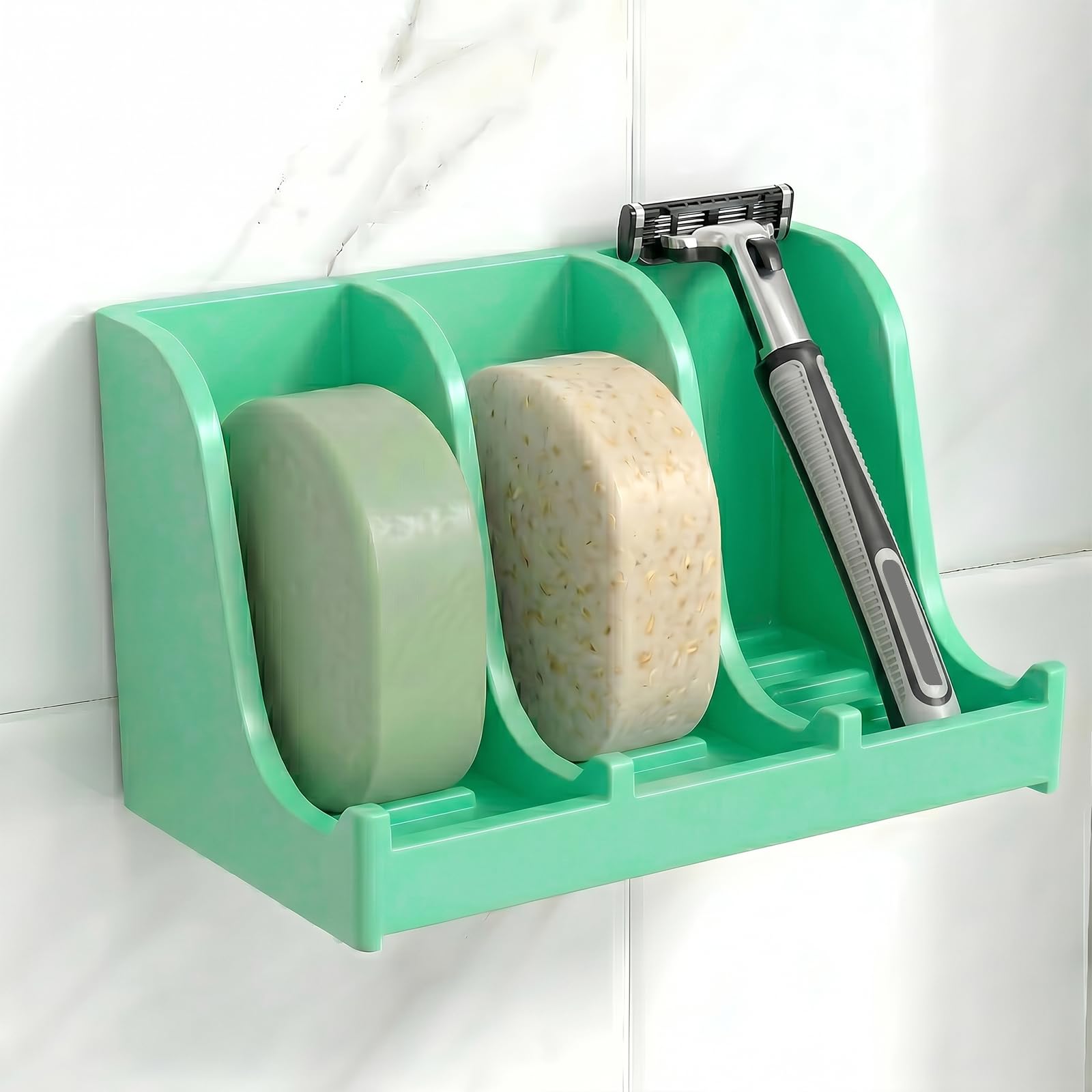 Soap Holder for Shower Wall, 3-Compartment Soap Dish [Patent Pending]