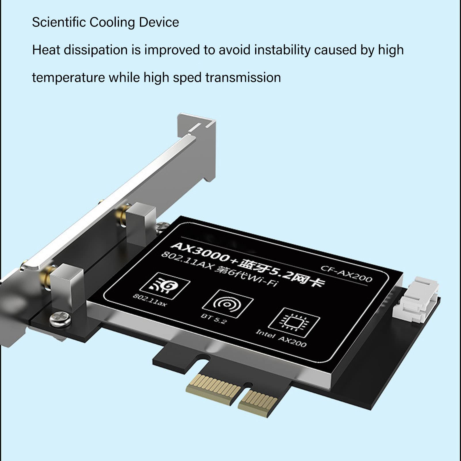 Vikye Scheda WiFi PCIe per PC, Scheda di Rete Wireless Dual Band da 2,4 GHz 5 GHz per PC Desktop Gaming Compatibile con 802.11