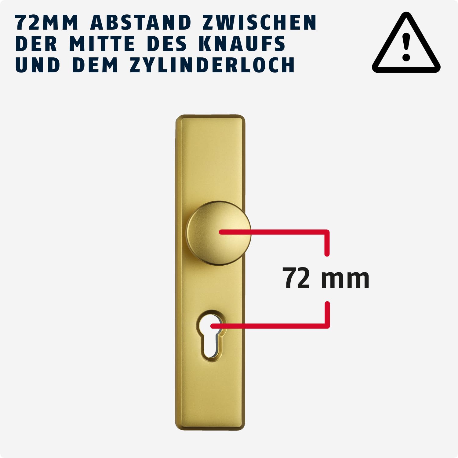 ABUS Türbeschlag KLS114 - für Wohnungstüren mit 72 mm Abstandsmaß - Türgriff innen, Türknauf außen - für nach links und rechts öffnende Türen - VdS anerkannt - F3 (Messing)