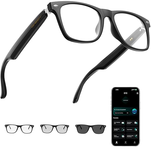 AI Smart Glasses for Men and Women with Chat GPT, Bluetooth Translation Glasses with 164 Languages and Color-Change Lens, Music Playback, Hands-Free Calls, UV & Blue Light Protection