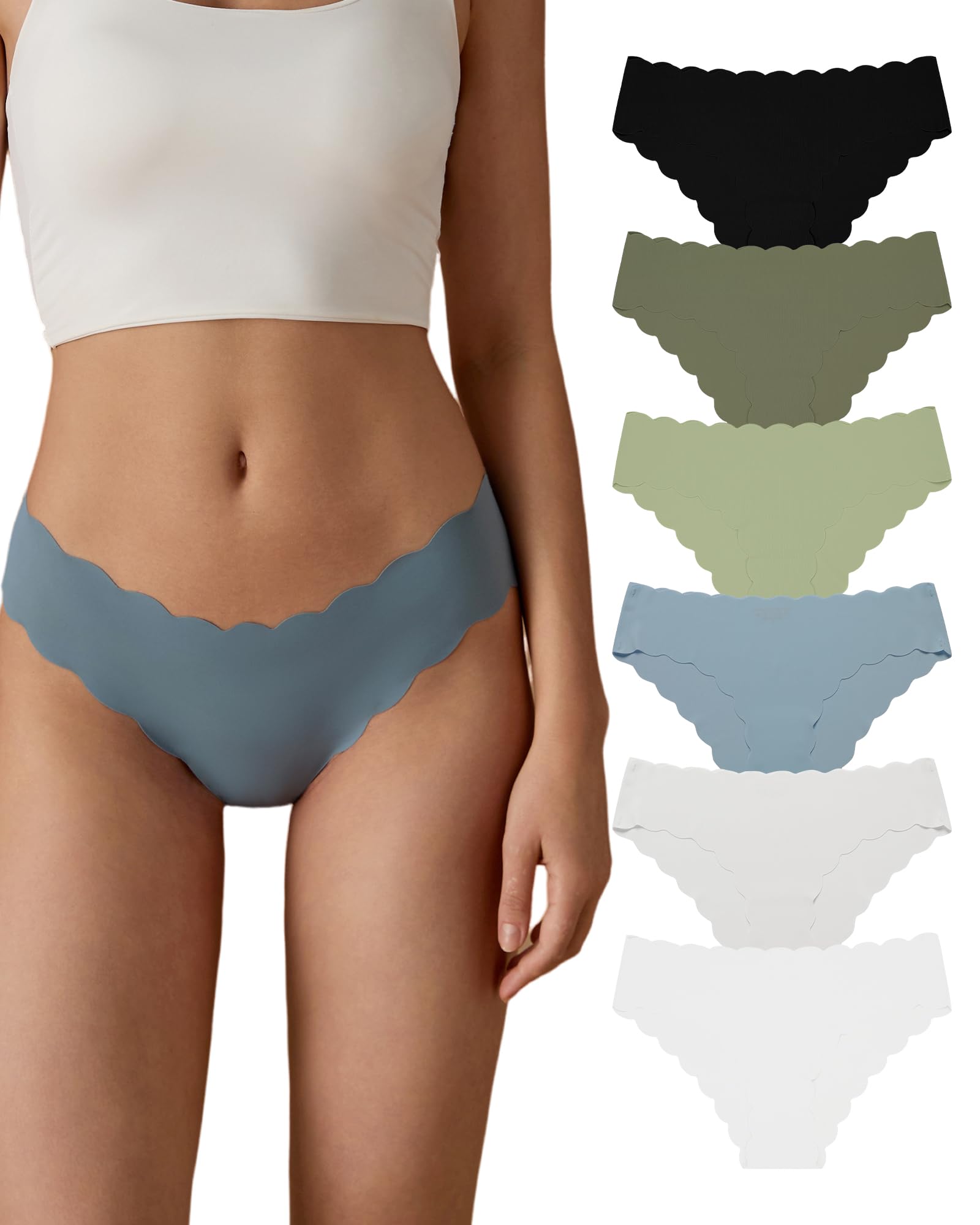 SHARICCA Seamless Underwear for Women Invisible Stretch Panties Soft Low Rise Brazilian Briefs Breathable Moderate Coverage Cool Brief Pack of 5