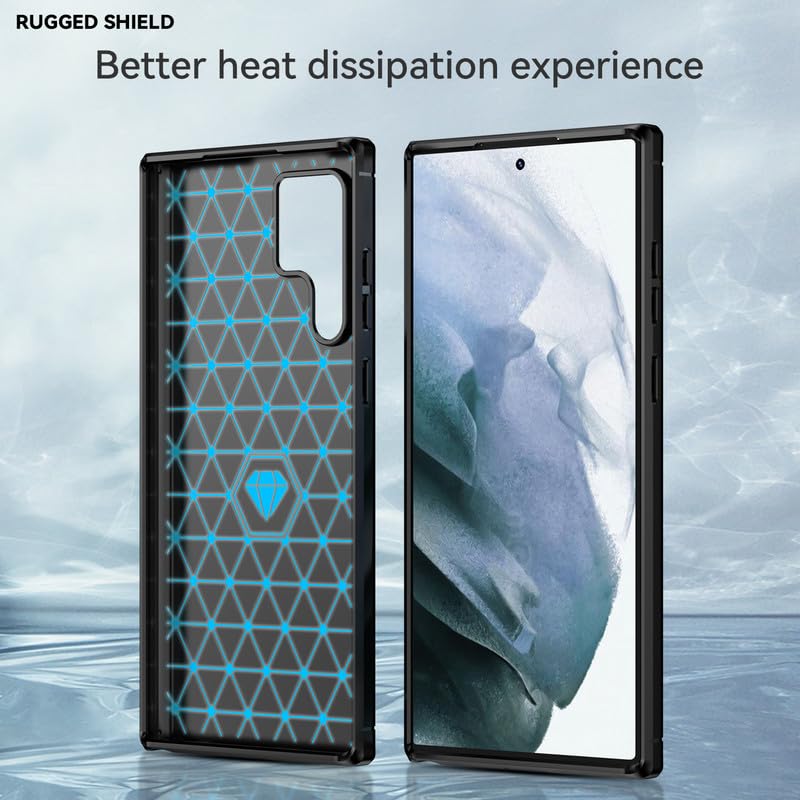 Image of Hybrid Carbon Fiber Back Case for Samsung Galaxy S22 Ultra (Black)