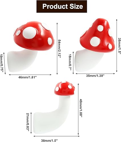 Miniatura 2 de 6 imanes de hongos rojos de diferentes tamaños para nevera, resina 3D, imanes decorativos para cocina, hogar, oficina (2 de cada tamaño)