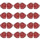 Hooshing 100PCS Red Pom Poms Cheerleading Metallic Foil Cheer Pompoms with Plastic Handles for Team Spirit Sports Party Dance