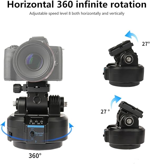 YT-1500 Auto Motorized Rotating Panoramic Head with Remote Control Support 2kg(70.5 Ounce) Camera Phone Pan Tilt Video Tripod Head Stabilizer