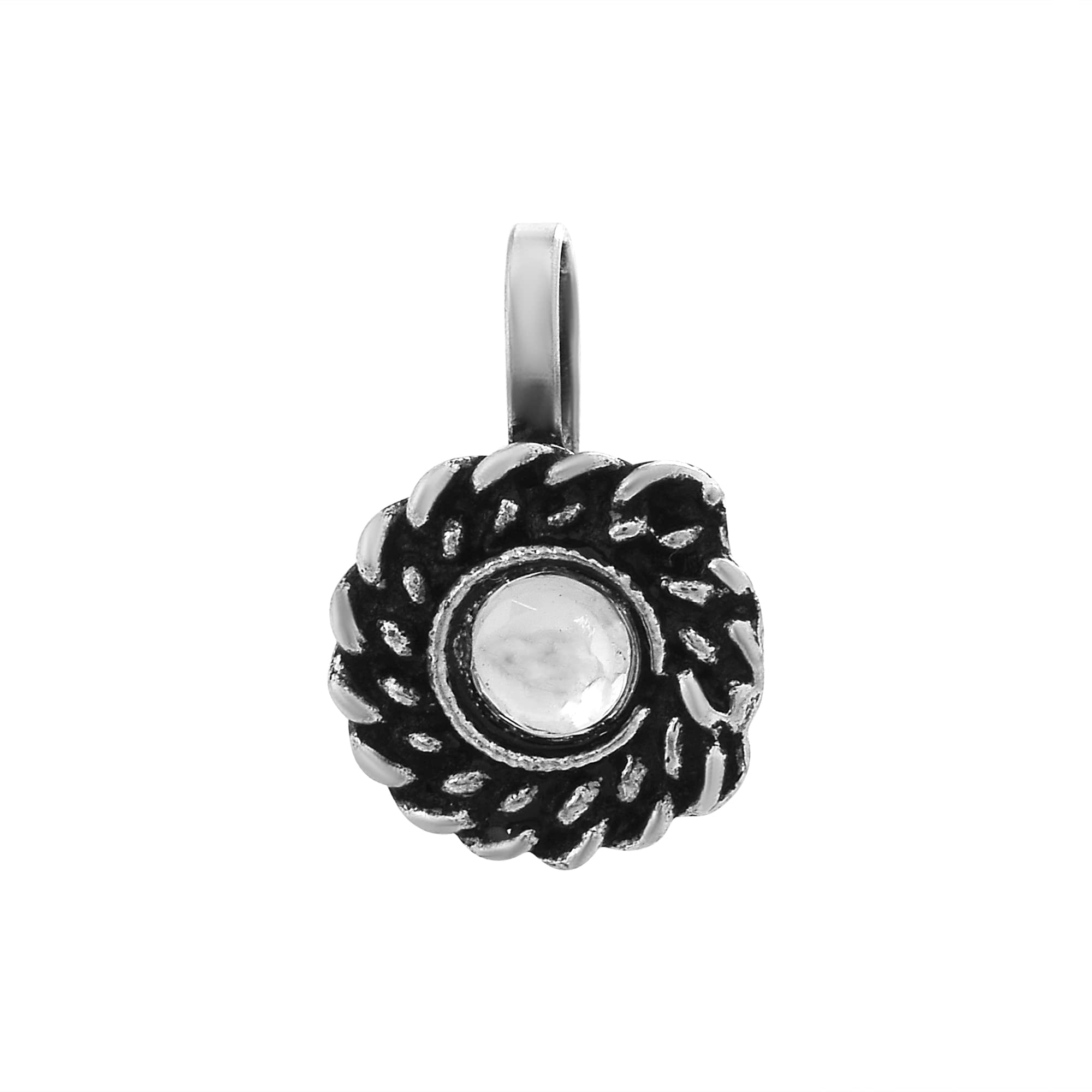 Oxidized Black Metal Indo Western Fashion Jewellery Nose Pin for Women and Girls-image-11