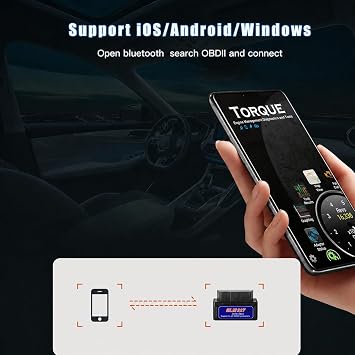 OBD2 Scanner Bluetooth Car Code Reader Diagnostic Tool Wireless OBD Car Code Reader Check Engine for Cars and Trucks for iOS and Android Black
