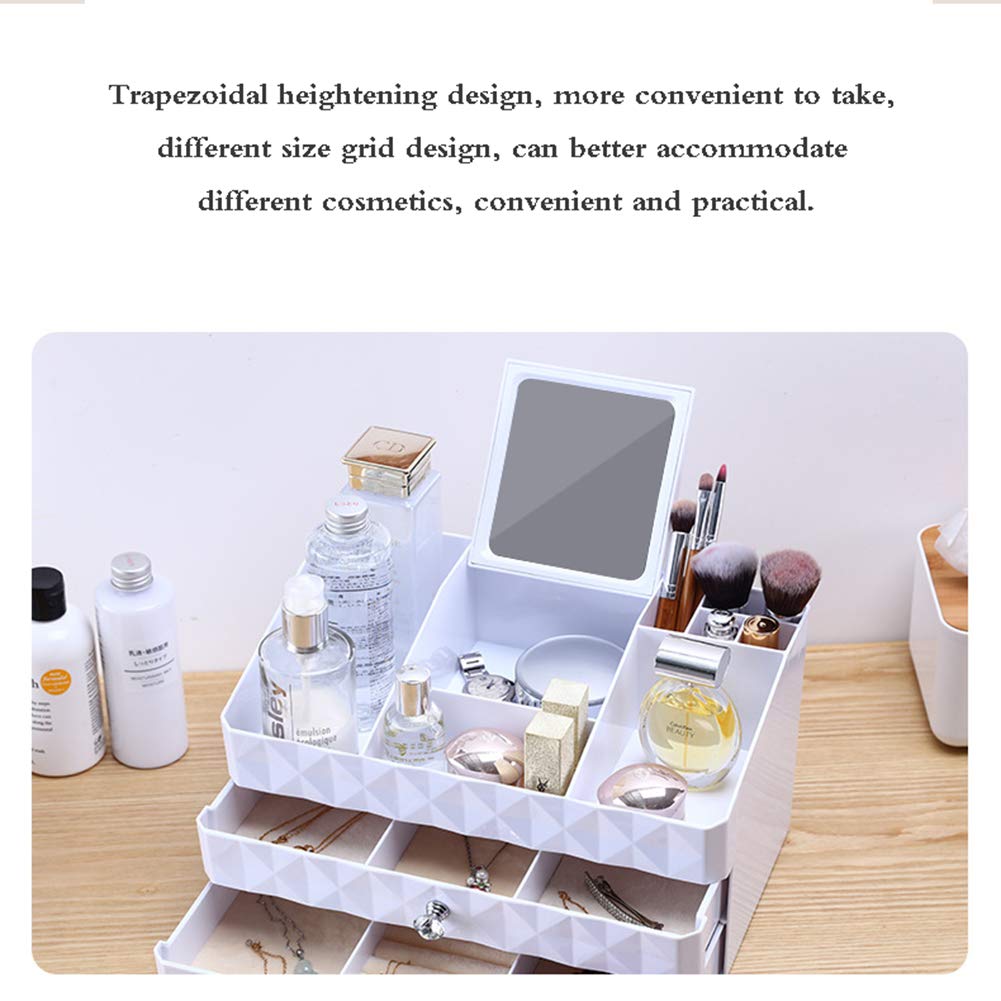Beau Organisateur de Maquillage Présentoir Cosmétique Vanity de Grande Capacité pour Bijoux, Pinceaux de Maquillage, Rouges à Lèvres Hermétique, White