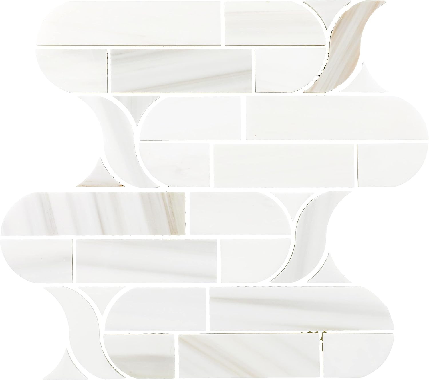 Daltile Pietra Divina Marble Natural Stone Cupola Mosaic in Polished & Honed Calacatta Dolomiti (10 PC per Carton) (9.60 SQFT per Carton)