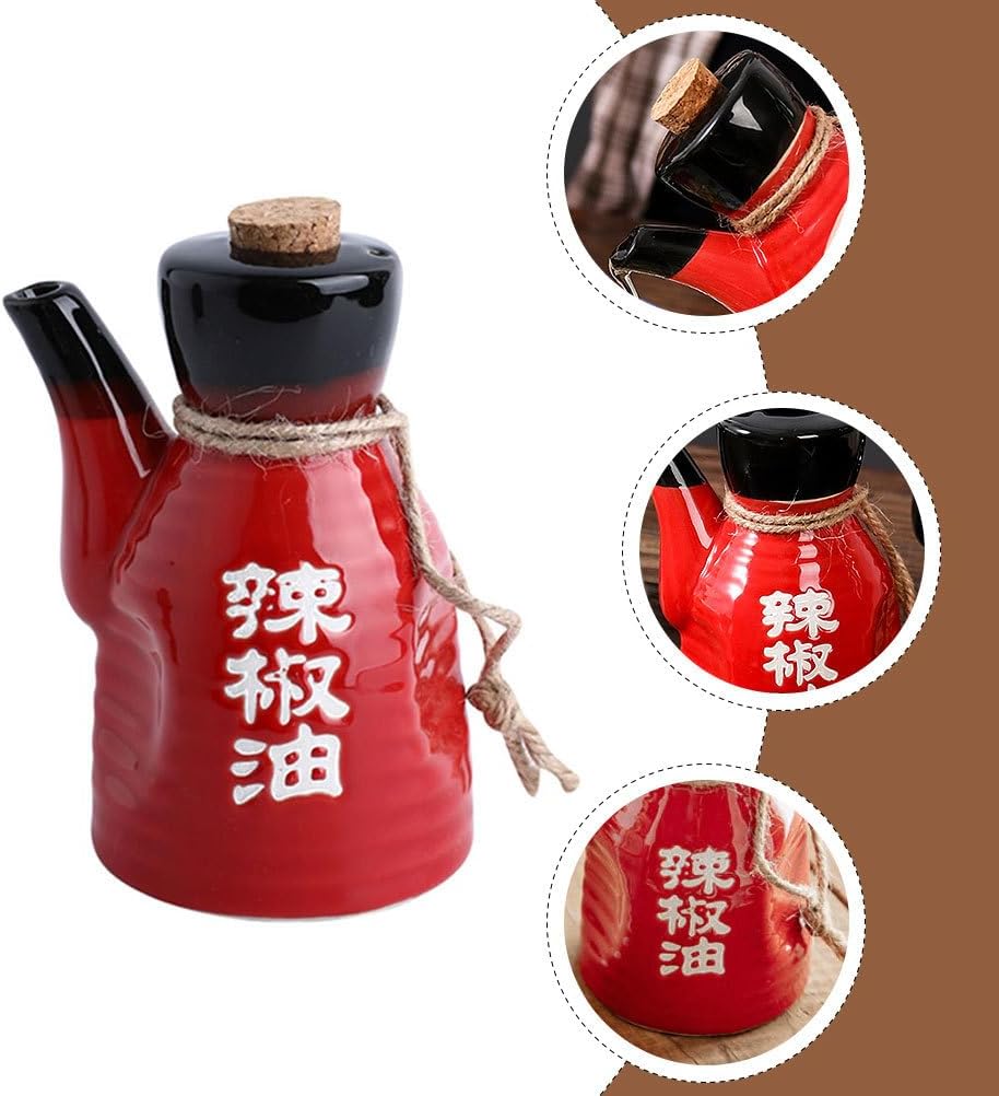 Hemoton Chili Oil Dispenser Olive Oil Bottles Vintage Vinegar Cruet Ceramic Vinegar Dispenser Bottle with Pourers Condiment Container Soy Sauce Liquid Condiment Can