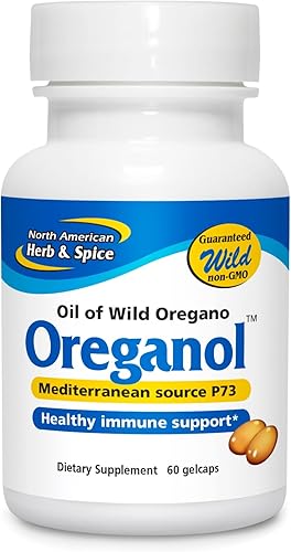 NORTH AMERICAN HERB & SPICE Oreganol P73-60 - Cápsulas blandas, paquete de 2  Apoyo del sistema inmunológico  Orégano silvestre sin procesar, apto