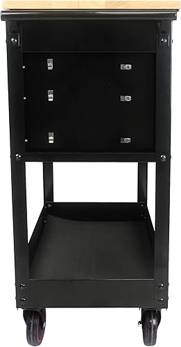 Miniatura 5 de Carrito de herramientas resistente con 3 cajones de almacenamiento y banco de trabajo abatible, carrito de servicio industrial para mecánicos,