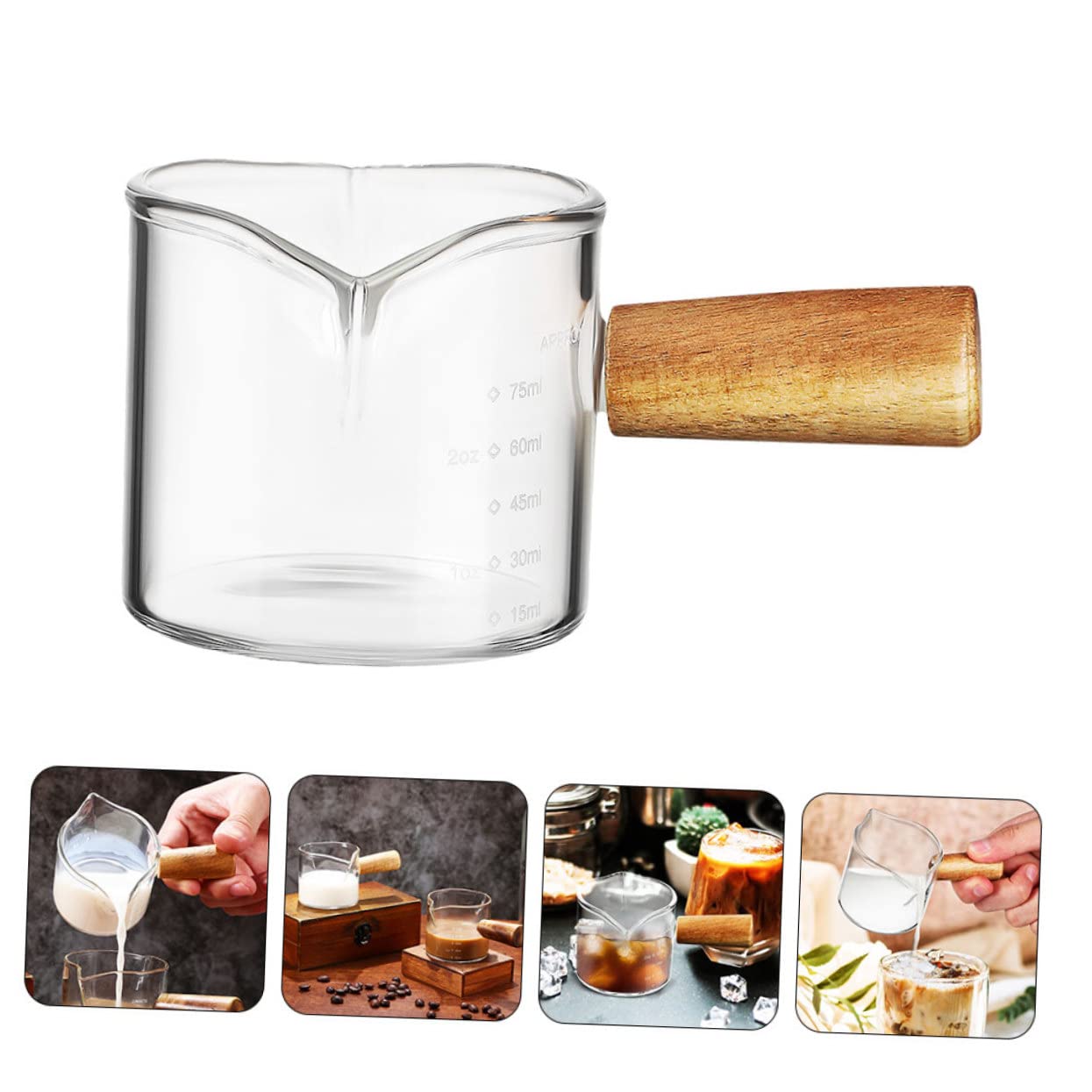 Alipis Lot De 4 Tasses à Expresso En Verre Cristal - Pichet à Crème