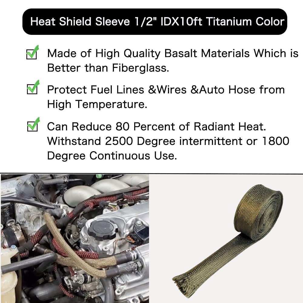 Heat Shield Sleeve 1/2 IDX10' Fuel Line Auto Hose Spark Plug Wire Heat  Protectors Roll 2500 Degree for Caru0026Auto Wire Loom Brake Cable, Spark Plug  Boots - Amazon Canada